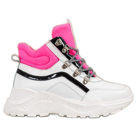 Ideal Shoes Botas de moda blanco rosado multicolor