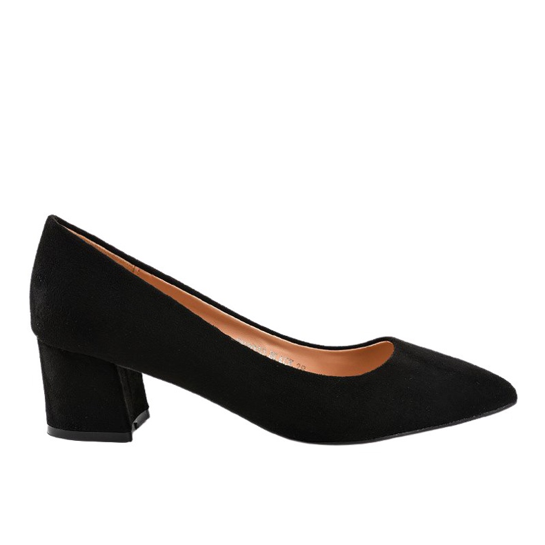 Zapatos de tacón de ante negro en el poste FM1089