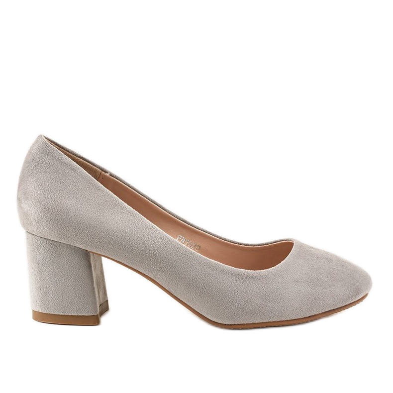 Zapatos de tacón de ante gris en el poste FM1089