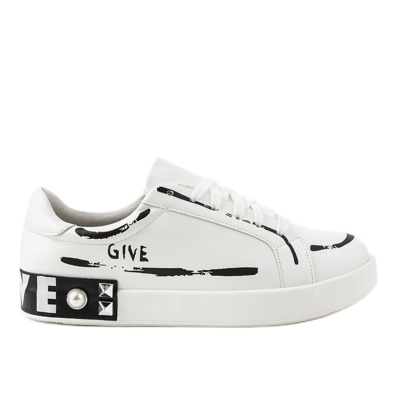 Zapatillas blancas decoradas con tachuelas G272 blanco