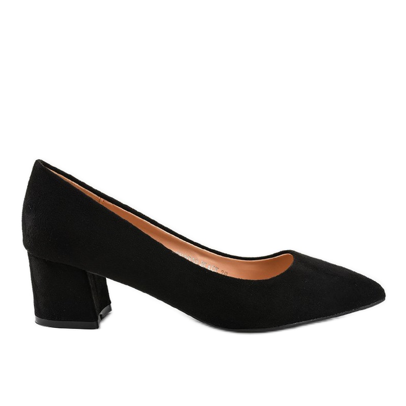 Zapato de salón negro sobre poste de gamuza ecológica FM3030 amarillo