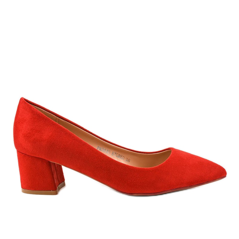Zapatos de salón rojos sobre poste de gamuza ecológica FM3030