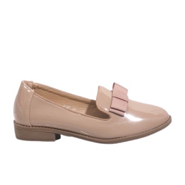Mocasines beige de mujer con lazo F158 Mocasines beige de mujer con lazo F158