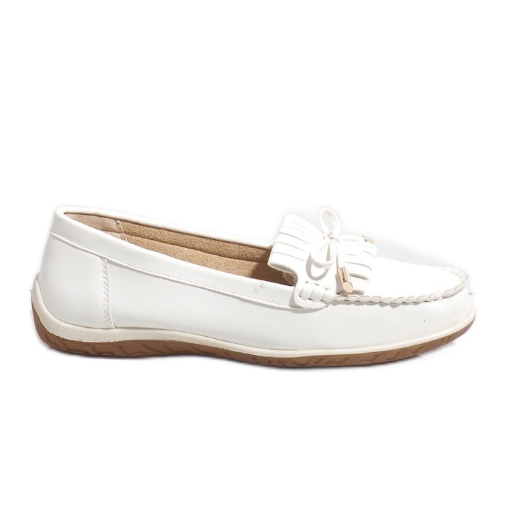 Mocasines bailarinas flecos blancos MDM126