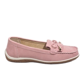 Mocasines bailarina flecos rosa MDM126