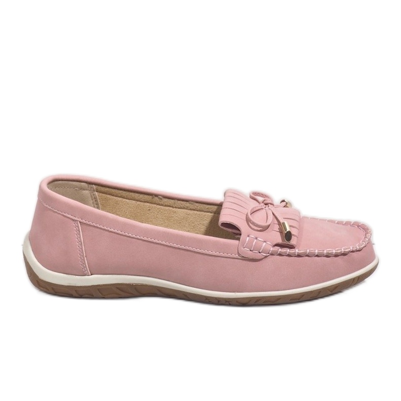 Mocasines bailarina flecos rosa MDM126 rosado