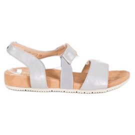 SHELOVET Cómodas sandalias plateadas gris
