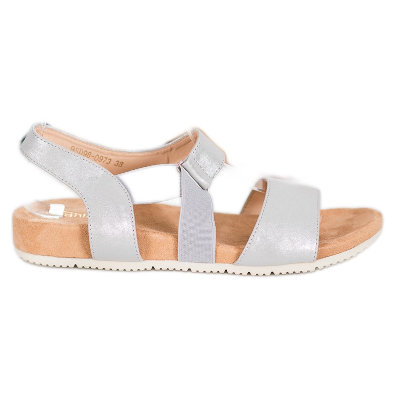 SHELOVET Cómodas sandalias plateadas gris