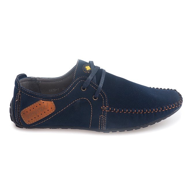 Mocasines Piel Cordones MA18 Azul Marino