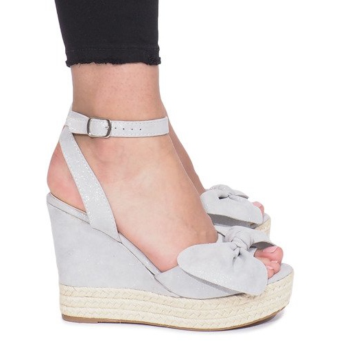 Sandalias de cuña gris con lazo alpargatas Cubana
