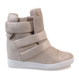 Zapatillas de cuña beige H6508-8