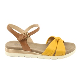 Caprice Sandalias capricho de cuero beige / limón marrón amarillo