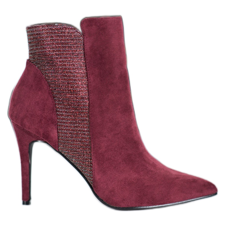 SHELOVET Botines de gamuza con tacón alto rojo