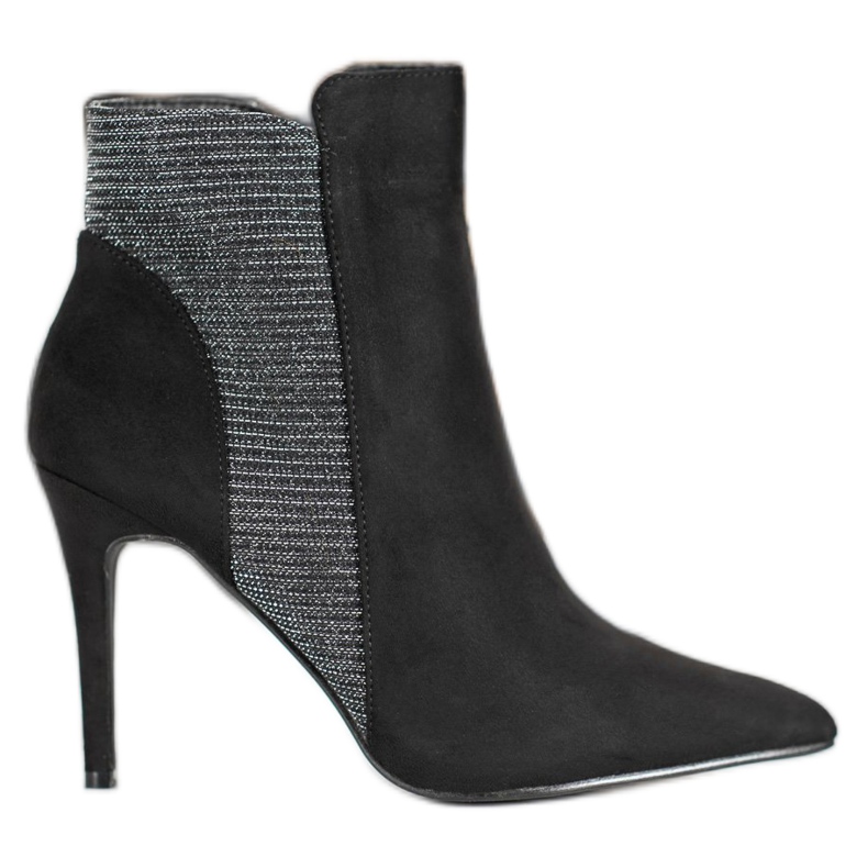 SHELOVET Botines de gamuza con tacón alto negro
