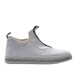 Zapatos deportivos blancos sin cordones de licra 1155-Y