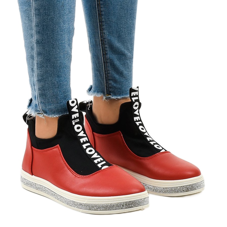 Zapatillas sin cordones de licra rojas 1155-Y rojo