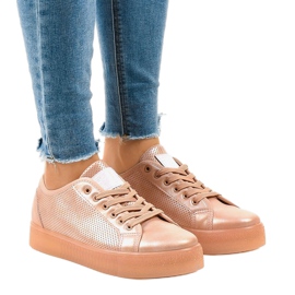 Zapatillas de mujer rosa creepersy F-2969 rosado