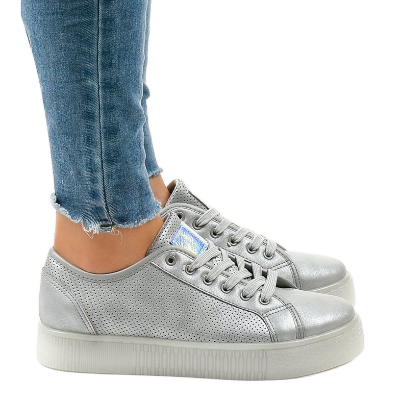 Zapatillas de mujer creepersy grises F-2969