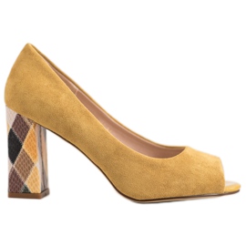 Sergio Leone Zapatos de salón con tacón estampado amarillo