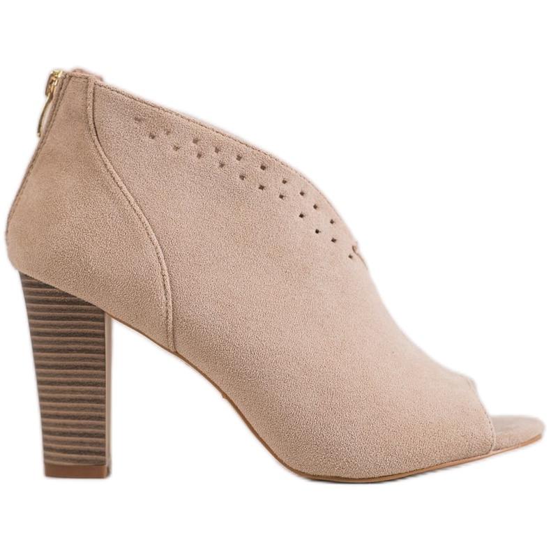Botas VINCEZA con punta abierta beige
