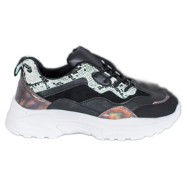 SHELOVET Deportivas atadas con cuero ecológico negro multicolor