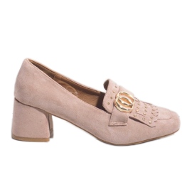 Zapatos de tacón de ante rosa en el poste LB-339