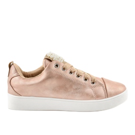 Zapatillas rosas decoradas con perlas 373-Y rosado