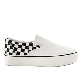 Zapatillas slip-on blancas R-440 blanco negro Zapatillas slip-on blancas R-440 blanco negro