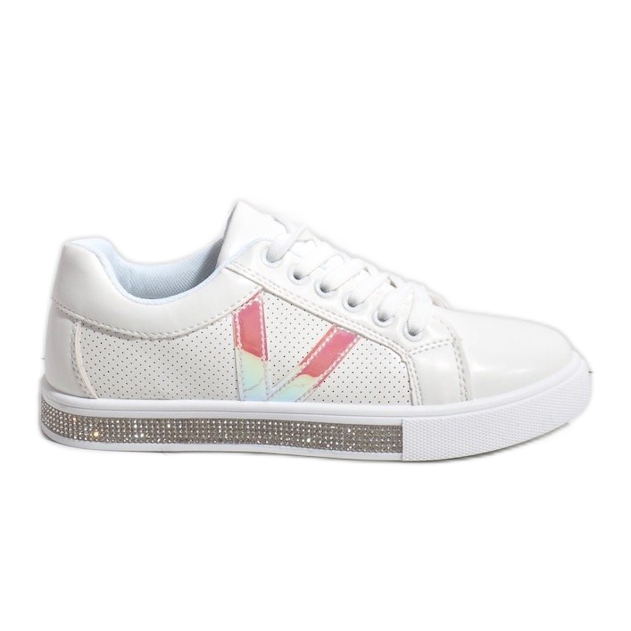 Zapatillas blancas decoradas con diamantes X703 blanco