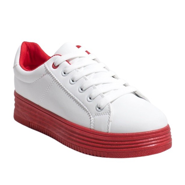 Zapatillas blancas sobre suela roja gruesa W-68 blanco rojo