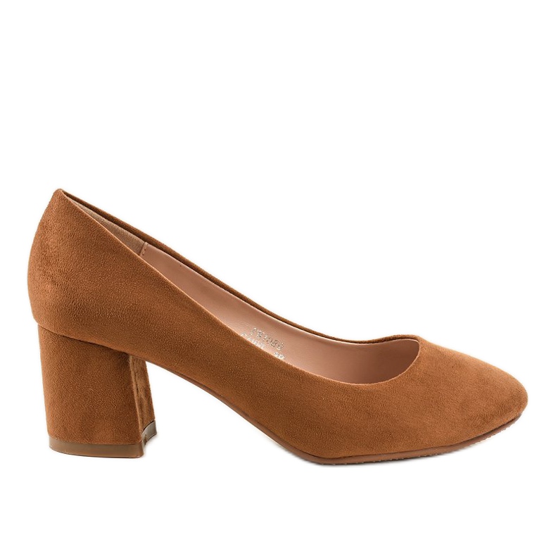 Zapatos de tacón de ante marrón en el poste FM1089