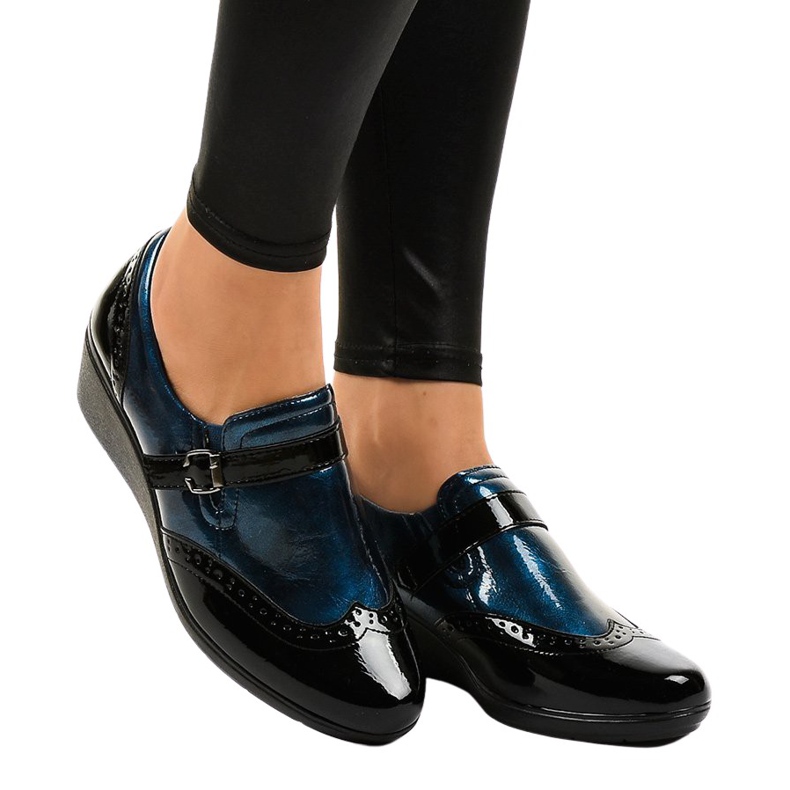 Zapatos de cuña negros 7-9021 azul marino Zapatos de cuña negros 7-9021 azul marino