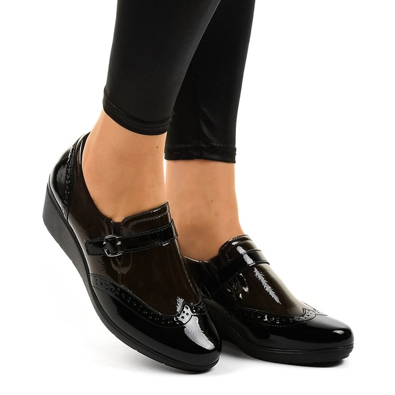 Zapatos de cuña negros 7-9021 marrón Zapatos de cuña negros 7-9021 marrón