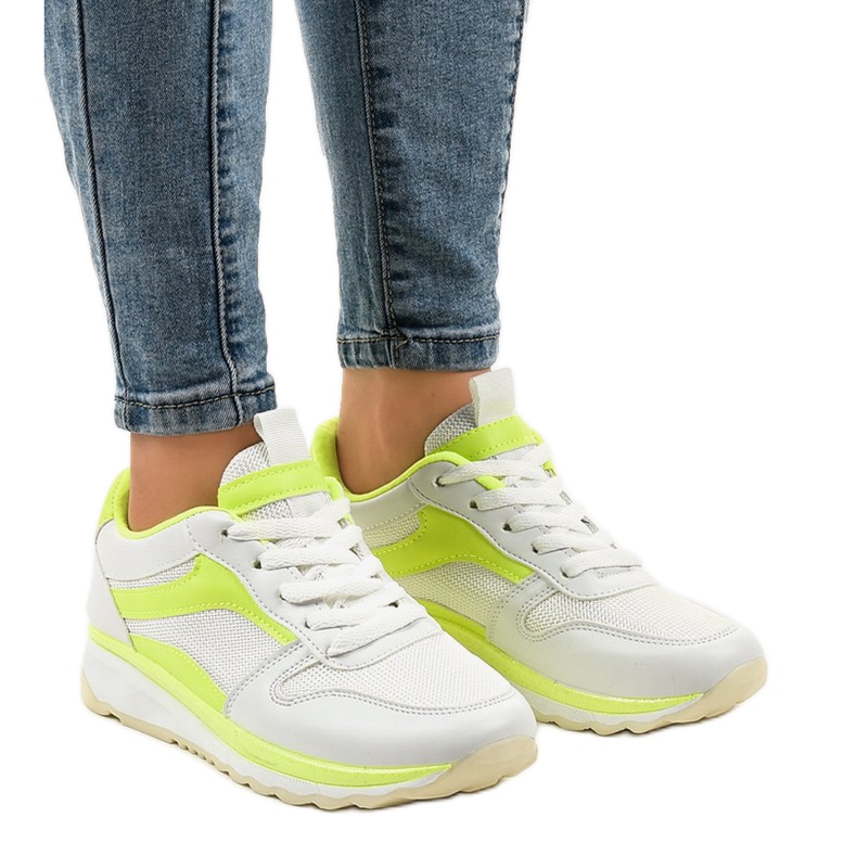 Zapatillas deportivas blancas y verdes BOK-1195 blanco