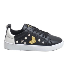 Zapatillas negras ricamente decoradas 856-Y negro Zapatillas negras ricamente decoradas 856-Y negro