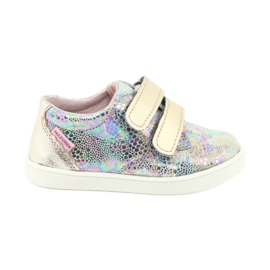 Zapatos de cuero holográfico de niñas para velcro 1327 morado mazurek violeta