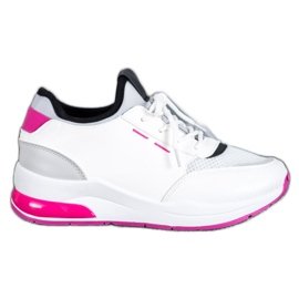 SHELOVET Zapatos atados en cuero ecológico blanco