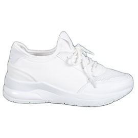 SHELOVET Zapatos atados en cuero ecológico blanco