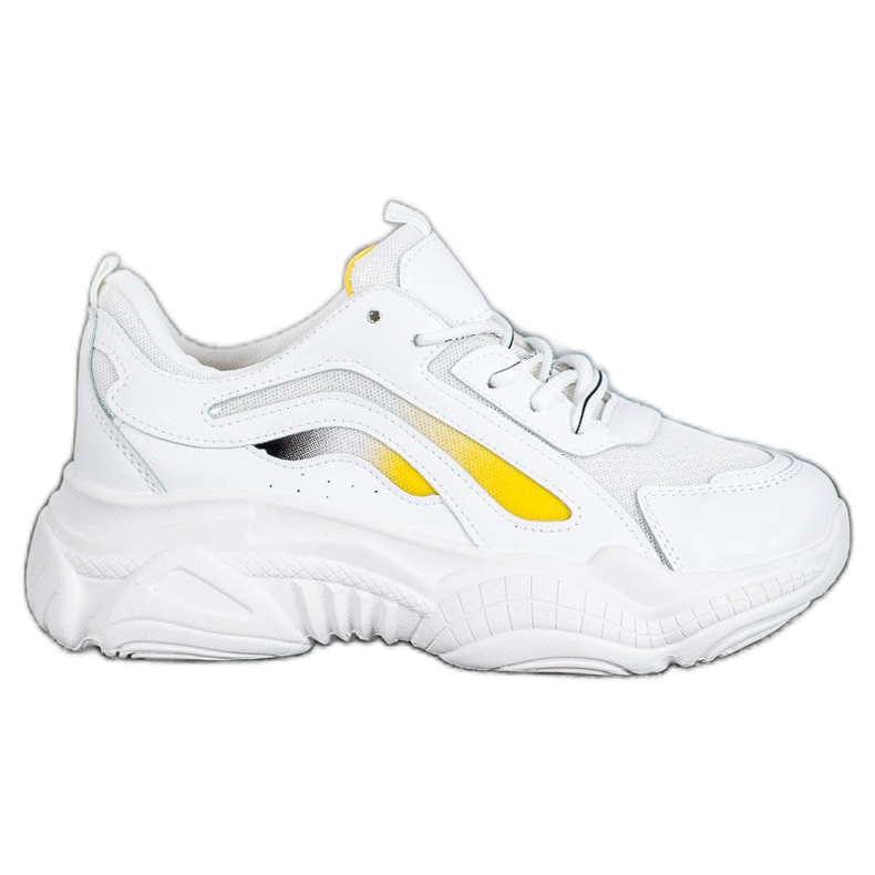SHELOVET Zapatillas de moda en la plataforma blanco amarillo