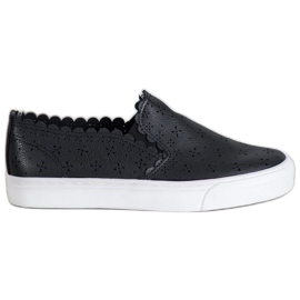 J. Star Zapatillas slip-on de piel ecológica negro