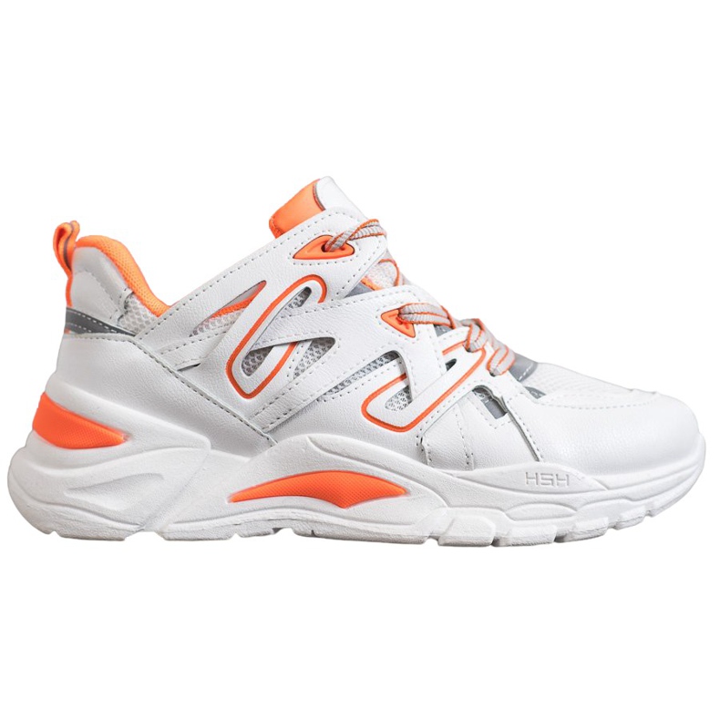 Small Swan Cómodas zapatillas de cuero ecológico blanco naranja