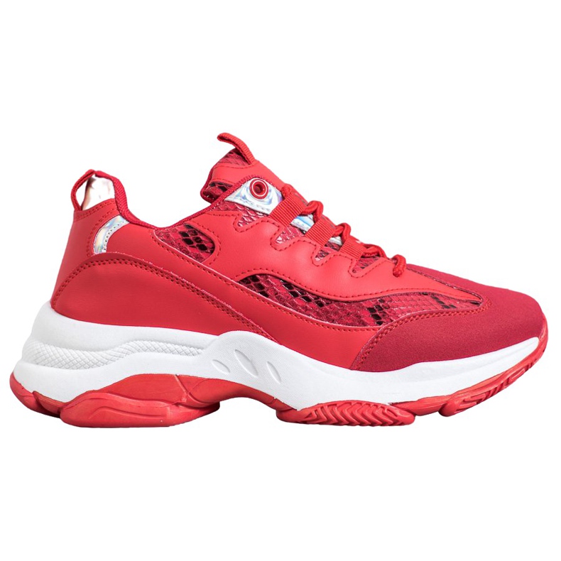 SHELOVET Zapatillas con plataforma y estampado de serpiente rojo