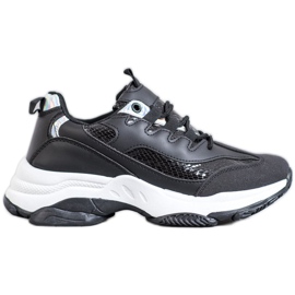 SHELOVET Zapatillas con plataforma y estampado de serpiente negro