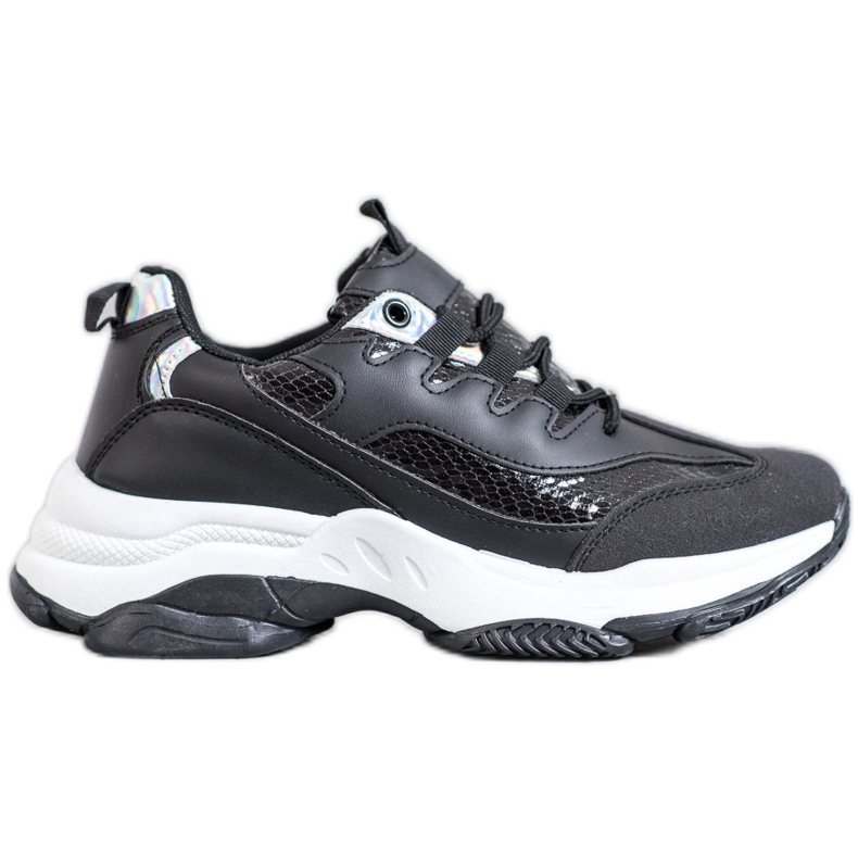 SHELOVET Zapatillas con plataforma y estampado de serpiente negro SHELOVET Zapatillas con plataforma y estampado de serpiente negro