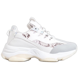 SHELOVET Zapatillas con plataforma y estampado de serpiente blanco