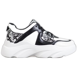 Weide Zapatillas de deporte de cuero ecológico de moda blanco negro