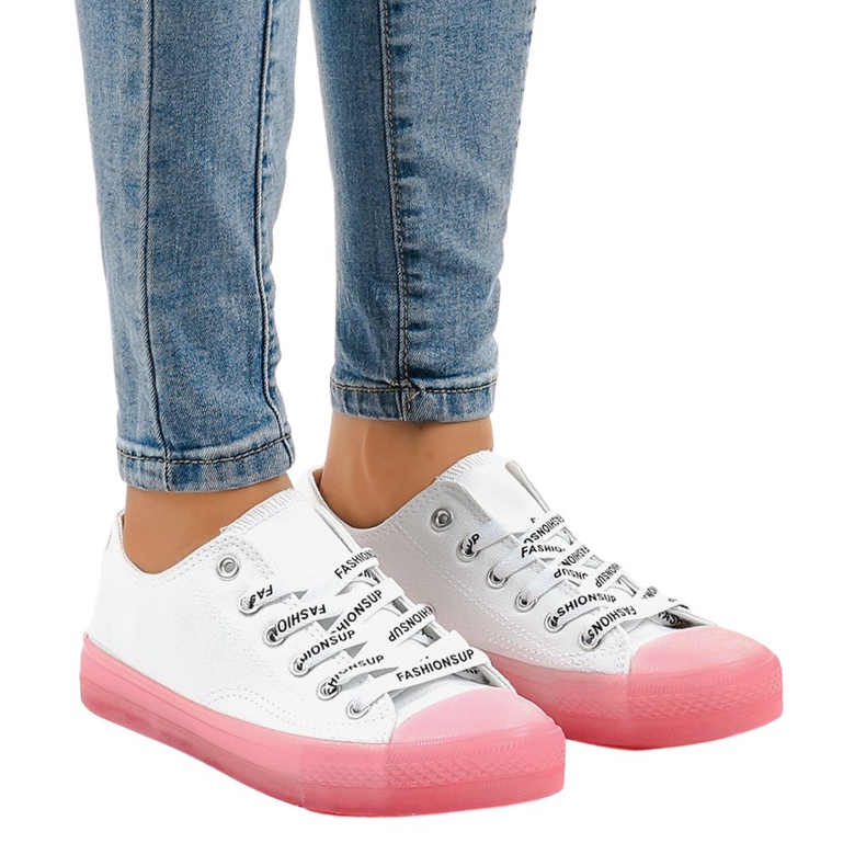 Zapatillas blancas con suela rosa LTD205-2 blanco rosado