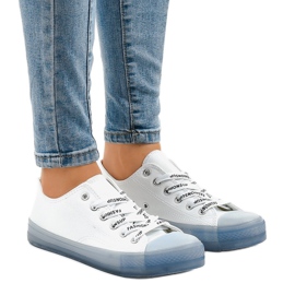 Zapatillas blancas con suela azul LTD205-1 blanco
