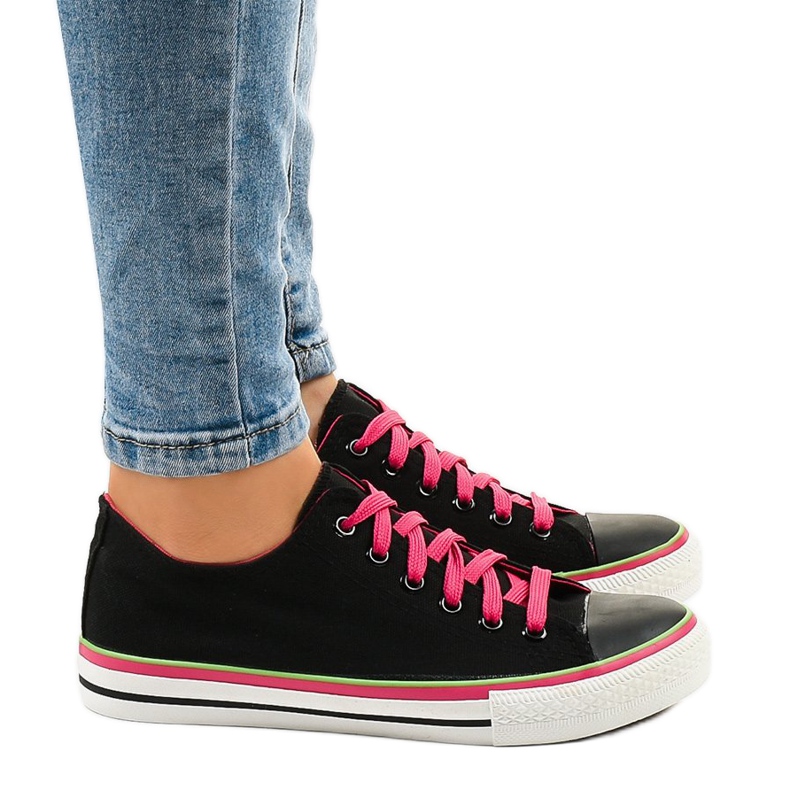 Zapatillas bajas clásicas negras W03 negro verde Zapatillas bajas clásicas negras W03 negro verde