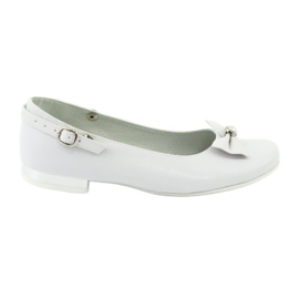 Miko Ballerinas de comunión blanca para niños con un arco 806 blanco